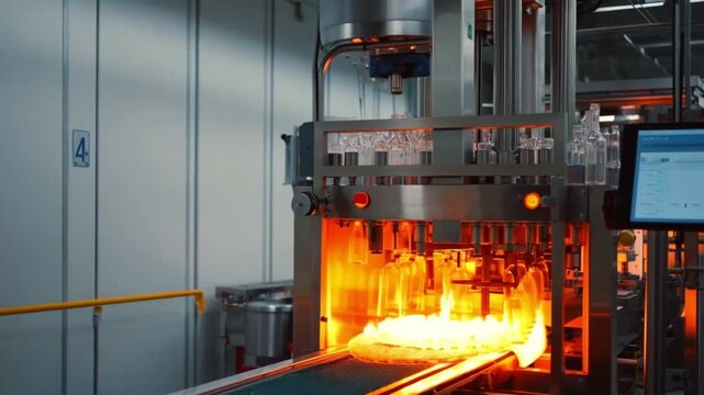 glass burning in bottle factory