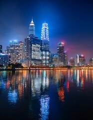 Obraz premium Finance and Trade Zone of the modern city night