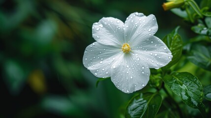 White Flower with Raindrops - Close Up Photography