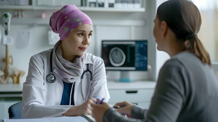 Obraz premium A woman sits in a doctor's office
