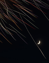 Fireworks with moon