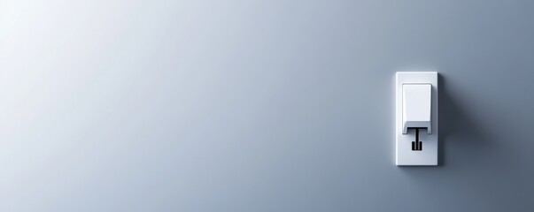 White electric plug and socket on a minimalistic grey background, representing clean energy use