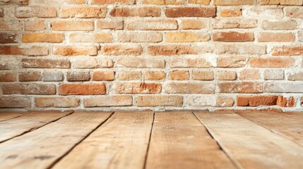 A textured brick wall pairs beautifully with a warm wooden floor, enhancing the ambiance for artistic or casual events