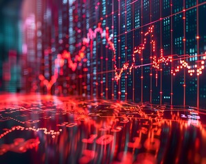 Naklejka premium AI algorithms generating stock market crisis, falling chart lines