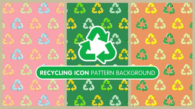 Recycle icon pattern background set (6 seconds loop)