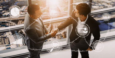 Data Analysis for Business and Finance Concept. interface showing future computer technology of profit analytic, online marketing research and information report for digital business strategy. uds