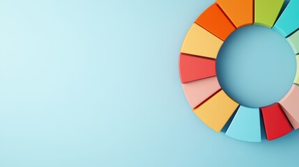 Obraz premium Circular graph, colorful segments, light blue background, 3D illustration