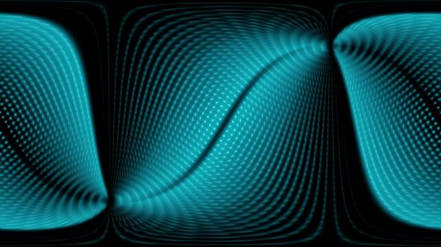 Geometric background of many small blue equally spaced alternately blinking dots, lights arranged in a grid. Geometric pattern with metamorphoses of small blinking dots. 4k loop animation 60 fps.