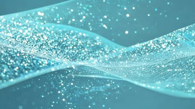 輝く粒子で形作られた淡い青の波1