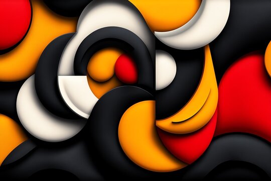 An abstract composition of geometric shapes, blending bold lines and soft curves