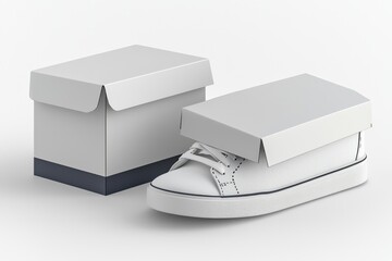 Shoe Box Mockup on Isolated white Background created with Generative AI