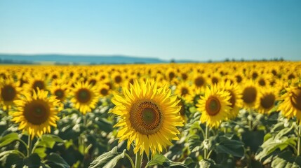 Sunflowers Field in the Golden Hour