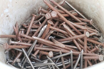 Macro shot of iron nails
