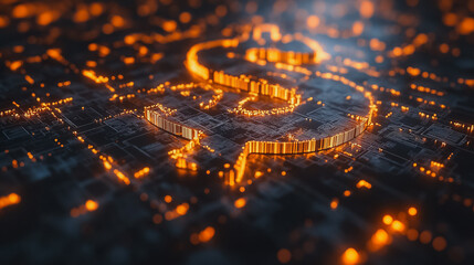 A close up of a dollar sign with a glowing effect. The dollar sign is surrounded by a bright orange glow, giving it a futuristic and otherworldly appearance. Concept of technology and innovation