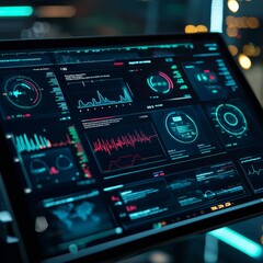 Obraz premium Close-up of a biohacker's personalized dashboard, displaying real-time health metrics and customized recommendations