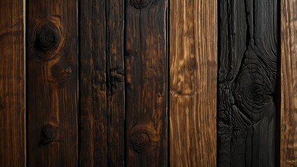 Textured wooden plank walls, hues of different brown colors abstract background
