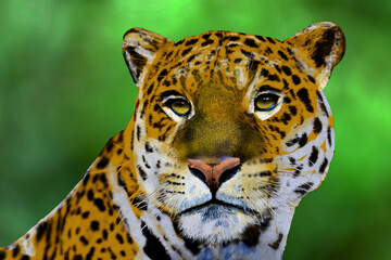 jaguar wallpaper for desktop home scree, jaguar digital painting for pc display, big cat in nature 3d illustration