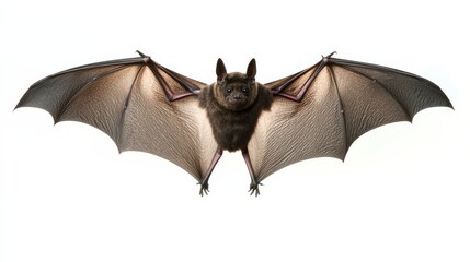 Black bat wings spread out, isolated on a white background