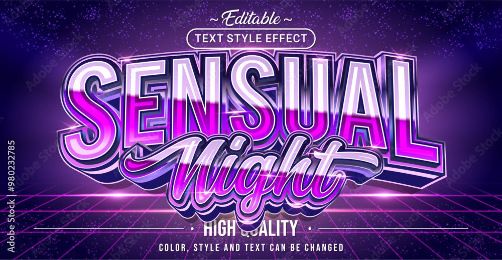 Poster Editable text style effect - Sensual Night text style theme.