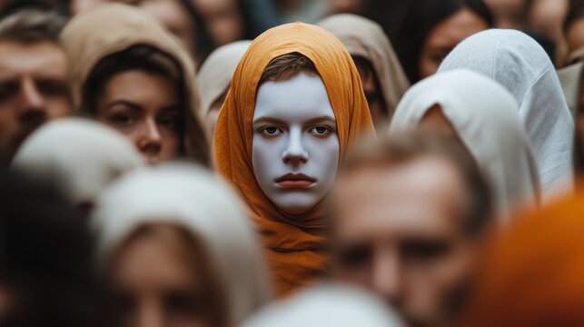 Exploring identity: surreal concept of fregoli delusion in urban crowds for posters and art prints