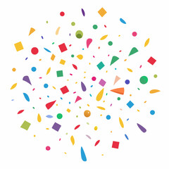 colorful confetti falling on a white background