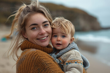 Obraz premium A photo of a mother and child together