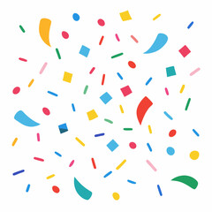 colorful confetti falling on a white background