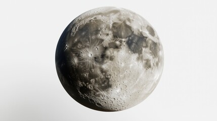 Obraz premium Isolated moon with detailed craters for astronomy prints and educational posters