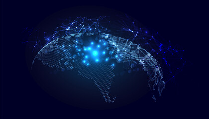 Global network connection. World map point and line composition concept of global business.