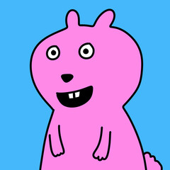 Obraz premium cute cartoon rabbit on a blue background