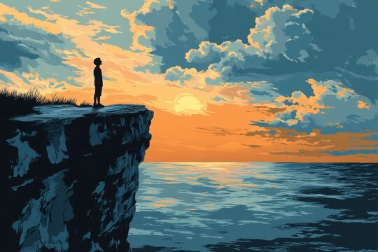 Embracing the Unknown: Illustration of a Teen on the Brink of Change