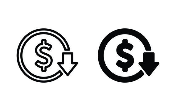 Cost reduction icon, Cost reduction sign vector