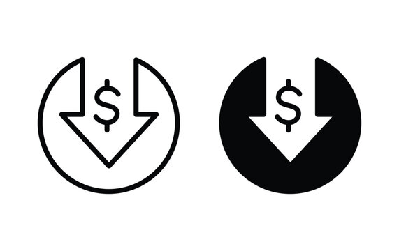 Cost reduction icon, Cost reduction sign vector
