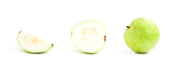 Fresh guava fruit isolated on white background, Green guava fruit