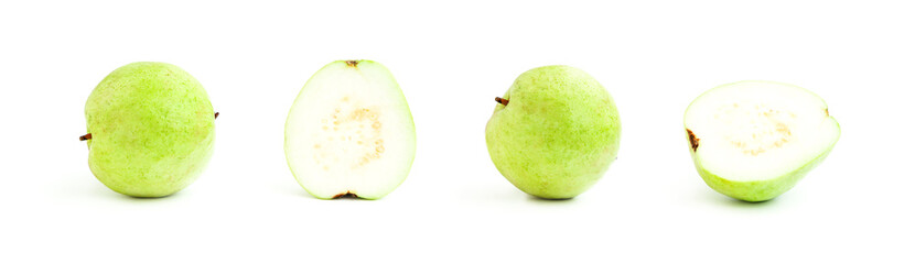 Fresh guava fruit isolated on white background, Green guava fruit