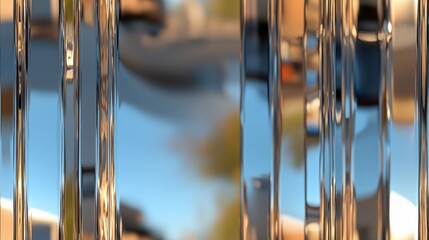 Reflective vertical metal panel texture with soft hues for modern design