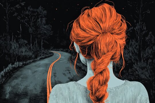 Teen Contemplating Decision at Fork in the Road, Mental Health Indecision Concept Illustration