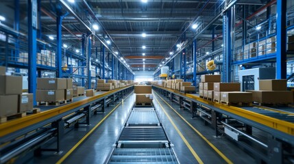 Advanced manufacturing plant with AI and IoT, automated machinery, smart sensors tracking performance, sleek industrial technology, high-tech environment