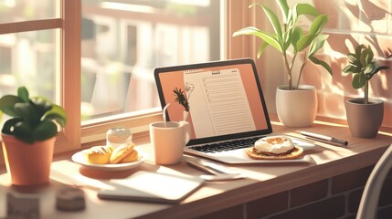 Fototapeta premium Sunny Morning Work Setup with a To-Do List