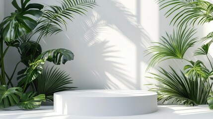 "Modern Minimalist Podium with Plants"