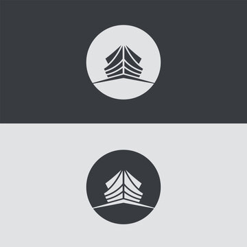 Black and white of Noah's ark vector logo. Simple ship illustration