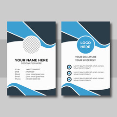 Blue modern creative Business id card design template.