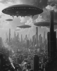 Naklejka premium alien civilization, alien technology, UFO, fictional, alien invasion, 
