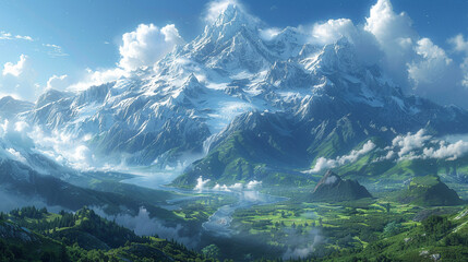 Naklejka premium landscape in the mountains