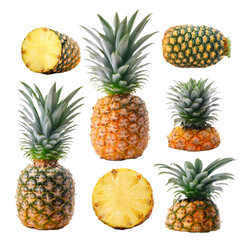 pineapple collection isolated on white background