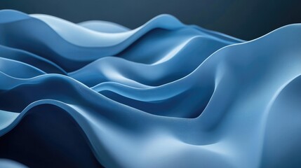 Obraz premium 3D blue abstract background featuring dynamic AI waves, flowing with precision and grace. No people or logos.