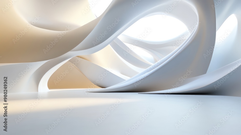 Fototapete 3d rendering of abstract forms in a futuristic design, with a clean background and ample space for t