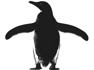 Obraz premium A charming penguin with its flippers outstretched, showcasing its unique black and white plumage in a playful pose.