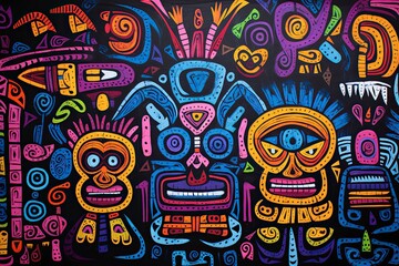 Fototapeta premium Exploring the Vibrant Tapestry of Indian Culture Yala Heritage Unveiled Vibrant Panama Mola Tapestry prompt