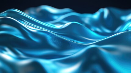 Obraz premium 3D rendering of blue AI-generated waves, flowing naturally across a sleek abstract background. No people or logos.
